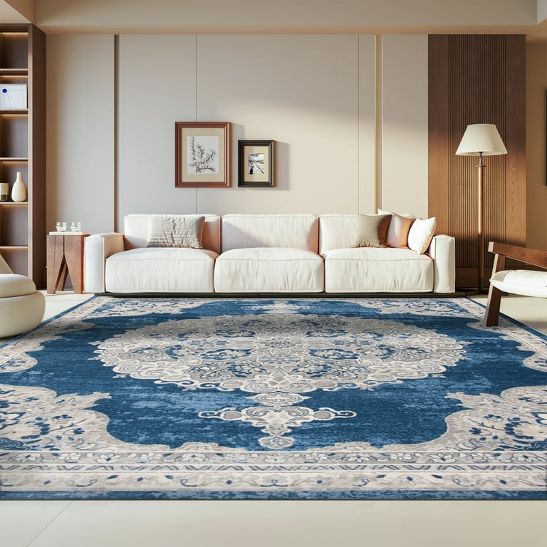 SAFAVIEH Brentwood Cahal Oriental Area Rug, Navy/Light Gray, 6' x
