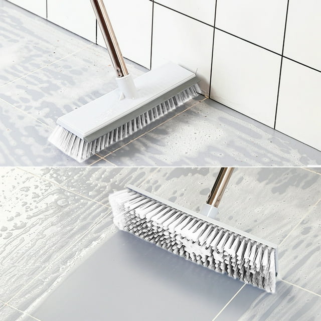 Long Handle Stiff Bristle Floor Scrub Brush with Plastic Head for Bathroom and Pool Cleaning, Large Surface Scraper and Sweeper for Effortless Hard Floor Maintenance Akmoler Vanity Organizer