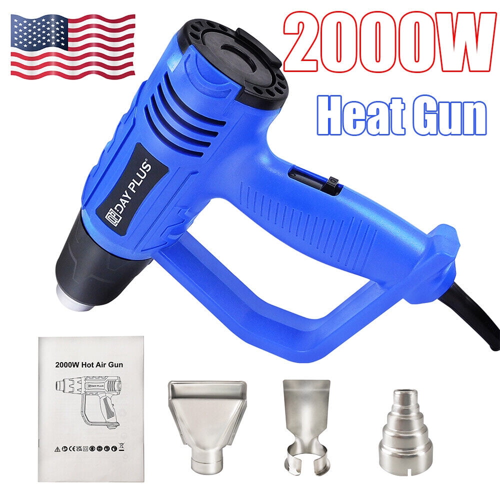 Heat Gun 2000W Fast Heat Heavy Duty Hot Air Gun Adjustable Temperature  Control 122~1112℉ (50-600℃) Dual Speed 4 Nozzles for DIY Crafts, Shrinking  Tubes, Bending PVC, Stripping Paint from Plusivo 