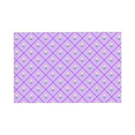 

Table Placemats Set of 4 - Cute Frangipani Lilac Checkered 12x18 In Faux Linen Double Heat Resistant Place Mats Cloth Indoor/Outdoor Placemats Washable Table Mats for Dining Kitchen Party