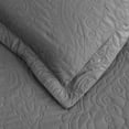 thumbnail image 4 of Smuge Ultrasonic Quilt Set, Reversible Lightweight Soft Microfiber Bedspread Coverlet, Solid Dark Gray, 3 Piece Set (1 Bedspread, 2 Pillow Shams), Full/Queen Size, 4 of 8