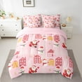 thumbnail image 2 of Feelyou Kawaii Santa Claus Bedding Comforter Set 7pcs for Child, Pink Christmas Stars Queen Bedding Sets, Happy New Year Reversible Queen Sheet Sets, Super Cozy Room Decor, 2 of 7