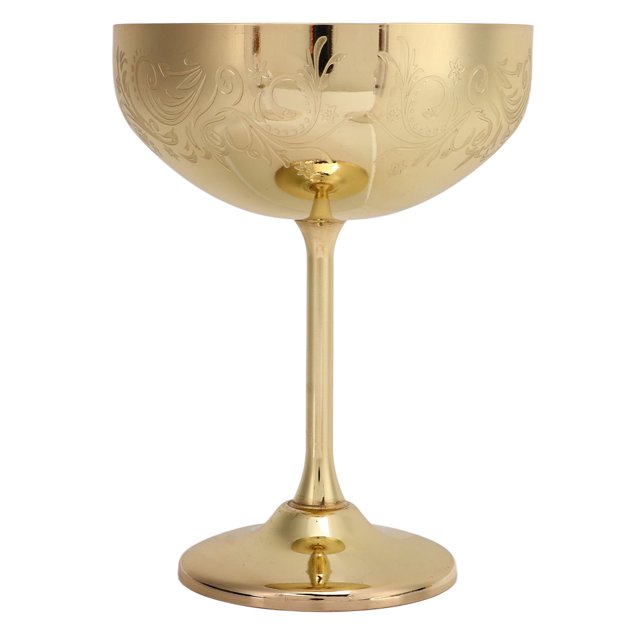 Gobelet à Champagne en Métal, Acier Inoxydable 304, Gobelet à Vin Rouge Confortable, Décoratif pour Bar, Fleur, Or