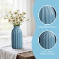thumbnail image 2 of Unique Bargains Small Ceramic Vase Matte Ribbed Decorative Flower Vase for Bathroom Blue, 2 of 5
