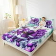 thumbnail image 4 of jejeloiu Santa Claus Twin Sheet Sets,Purple Christmas Balls Twin Fitted Sheet,Kawaii Xmas Reindeer Flat Sheet For Teens,Microfiber Bedroom Decor,3-Piece, 4 of 7