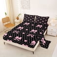 thumbnail image 2 of Erosebridal Black Pink Bow-tie Bed Sheets for Girl, Princess Cartoon King Sheets, 4pcs, 2 of 5
