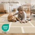 thumbnail image 2 of ODIKA 3'x5' Beige Modern Geometric Grid Abstract Washable Throw Rug Minimalist Block Pattern Design with Clean Lines for Entryway, Kitchen, Mudroom, Stain Resistant, Low Profile, Non-Slip, 2 of 5