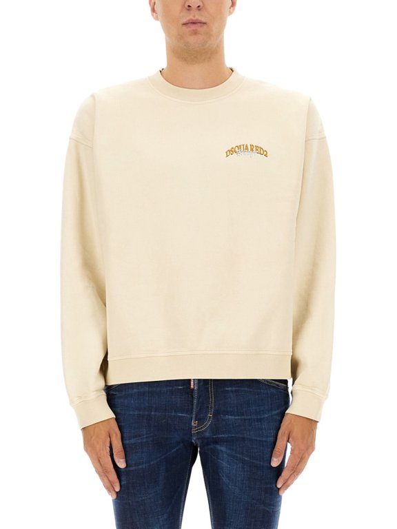 Relaxed-Fit Cotton Sweatshirt With Curved Logo (Men's)