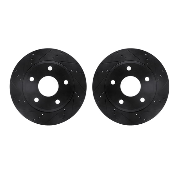 Dynamic Friction Company Front Brake Rotors-Drilled and Slotted-Black 8002-40044