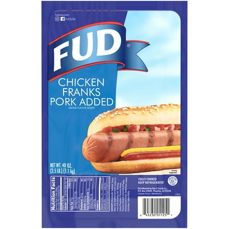 Fud Chicken & Pork Franks 40oz, Fully Cooked, Refrigerated