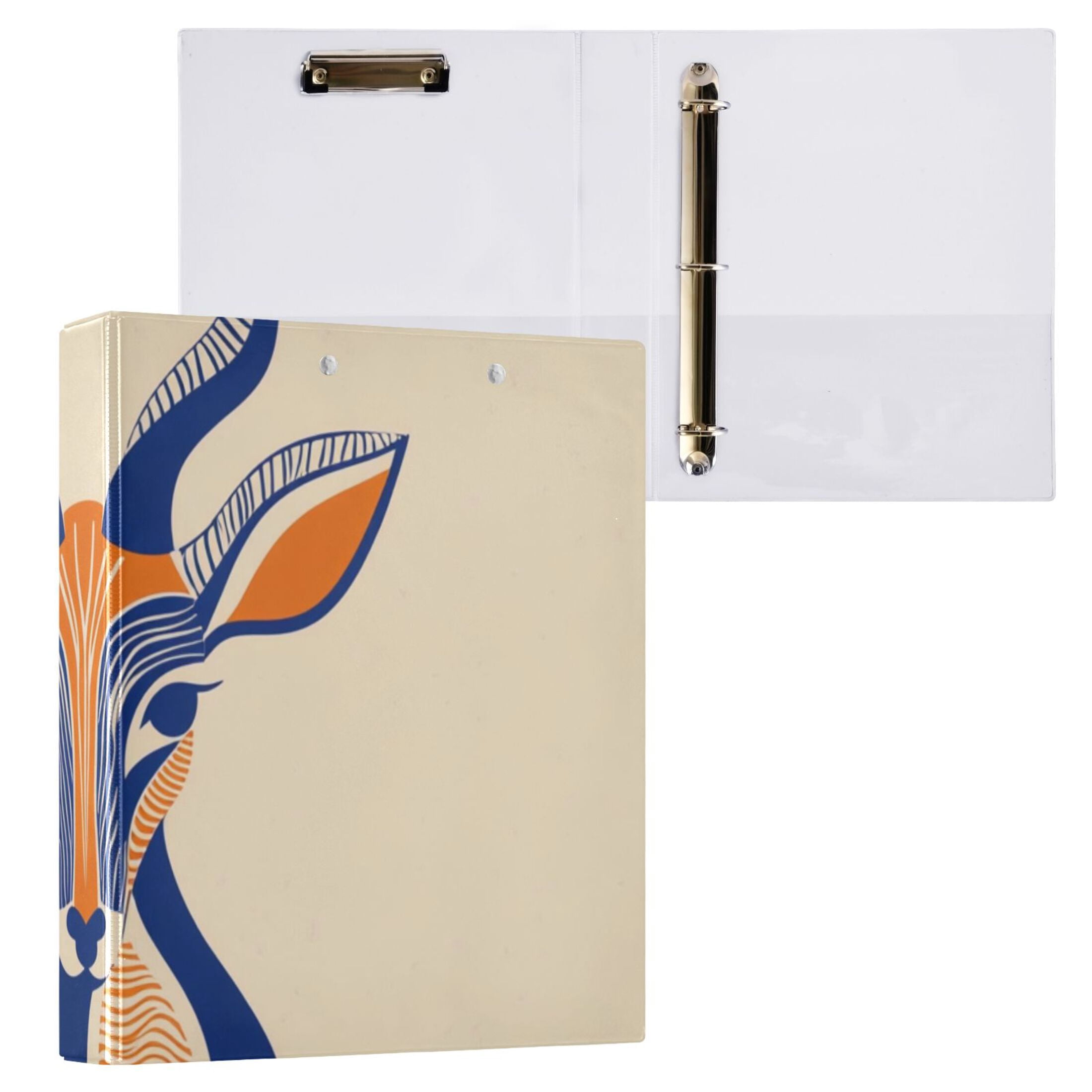 Deer Face 3 Ring Binders 1.5 inch Hardcover File Folders with Interior Pockets A4 Size Organizer for School Office Hospital