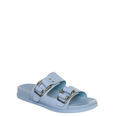 

Flexible Footbed Slide Double Buckle Slipper Sandal