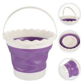 ROMANSENTIAL Creative Brush Washing Bucket Silicone Portable Paint Brush Washer with Handle for Outdoor and Art Activities