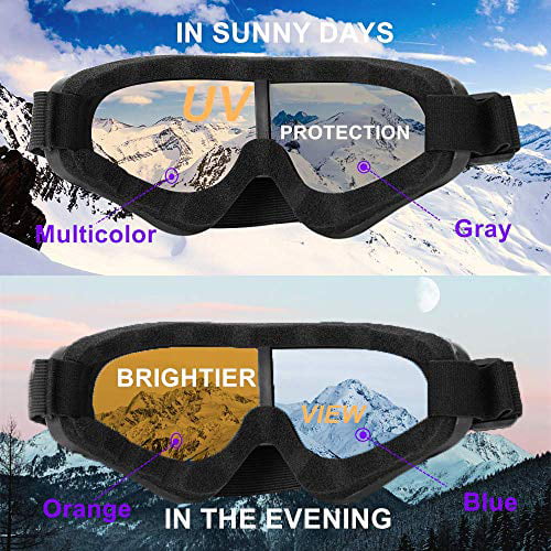 Snowboard Adjustable UV 400 Protective Motorcycle Goggles Outdoor Sports Tactical Glasses Dust-Proof Combat Military Sunglasses for Kids Boys Girls Youth Men Women