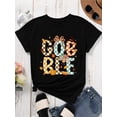thumbnail image 2 of Women Thanksgiving Gobble Graphic Tee Fall Plaid Turkey Pumpkin Print Short Sleeve Casual Holiday T Shirt, 2 of 7