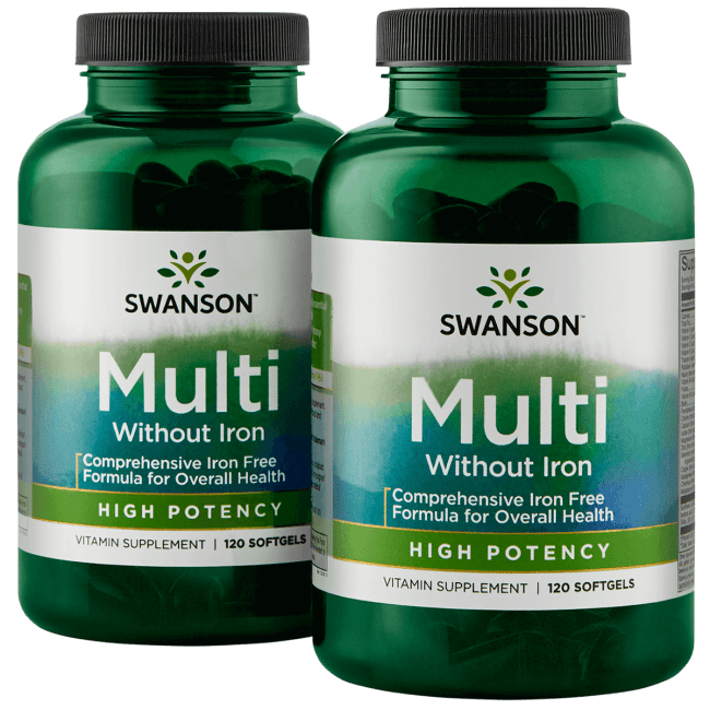 Swanson High Potency Multivitamin Without Iron Softgels, 120 Count