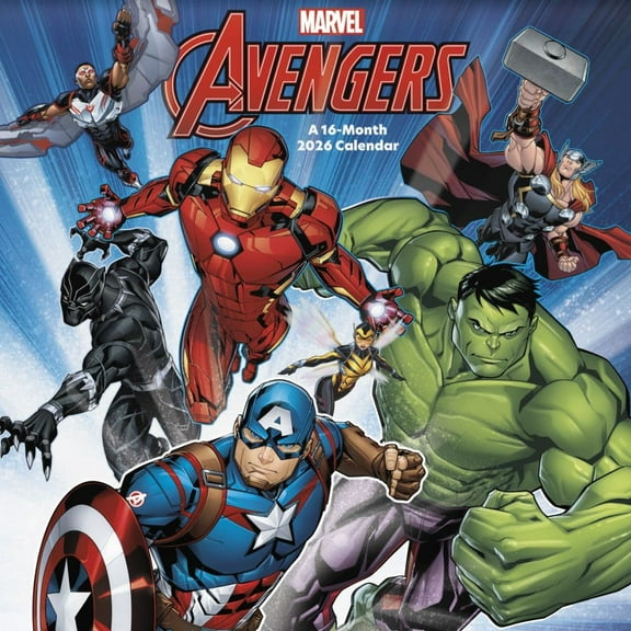 Trends International, Marvel Avengers 2026 Wall Calendar, 12'' X 12'', 16-Month Calendar with Stapled Binding