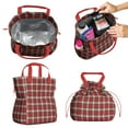 thumbnail image 2 of Red and Green Christmas Plaid Pattern Drawstring Lunch Bag Women - Drawstring Lunch Bag Insulated for Work Office - Stain-Resistant Large Lunchbags for Women with Multi-Pockets, 2 of 6
