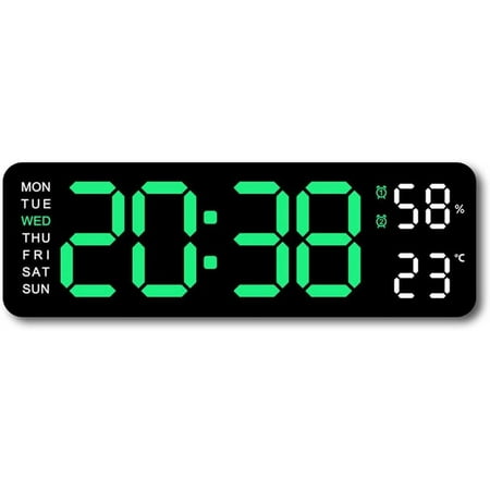 Digital Wall Clock,Digital Calendar,Large Wall Clock,13 Large Display Digital Clock,LED Digital Clock with Remote Control,Countdown Dimmer Large Clock with DST Date Week Temperature(wwx)