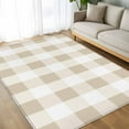 thumbnail image 4 of Cream White Buffalo Check 5x8 Area Rugs, Farmhouse Plaid Modern Geometric Non-Skid Rubber Backing Large Rectangle Rugs - Living Room Bedroom Home Office, Indoor Floor Mat Carpets Washable Rug, 4 of 9