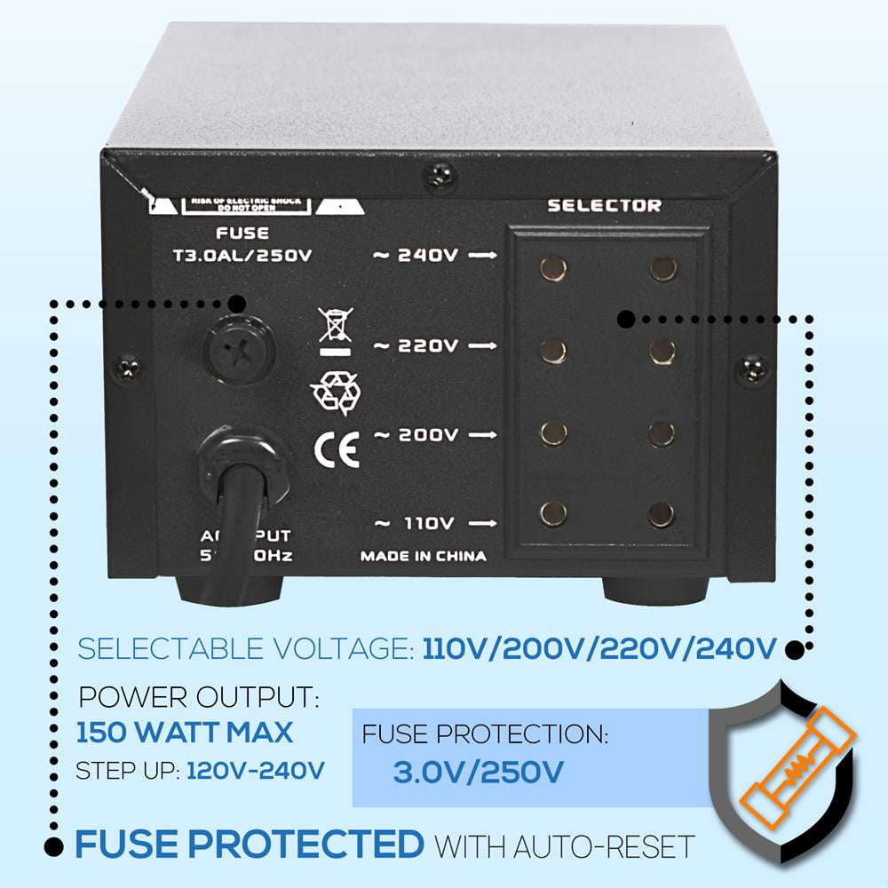 Pyramid PVCT350U - Step Up Down Voltage Converter Transformer- Power Supply Voltage Converter with USB Port (150 Watt)