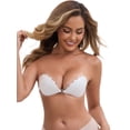 thumbnail image 4 of DARING DIVA Women's Lace Push Up Strapless Front Closure Anti-Slip Adhesive Bras XL White, 4 of 6