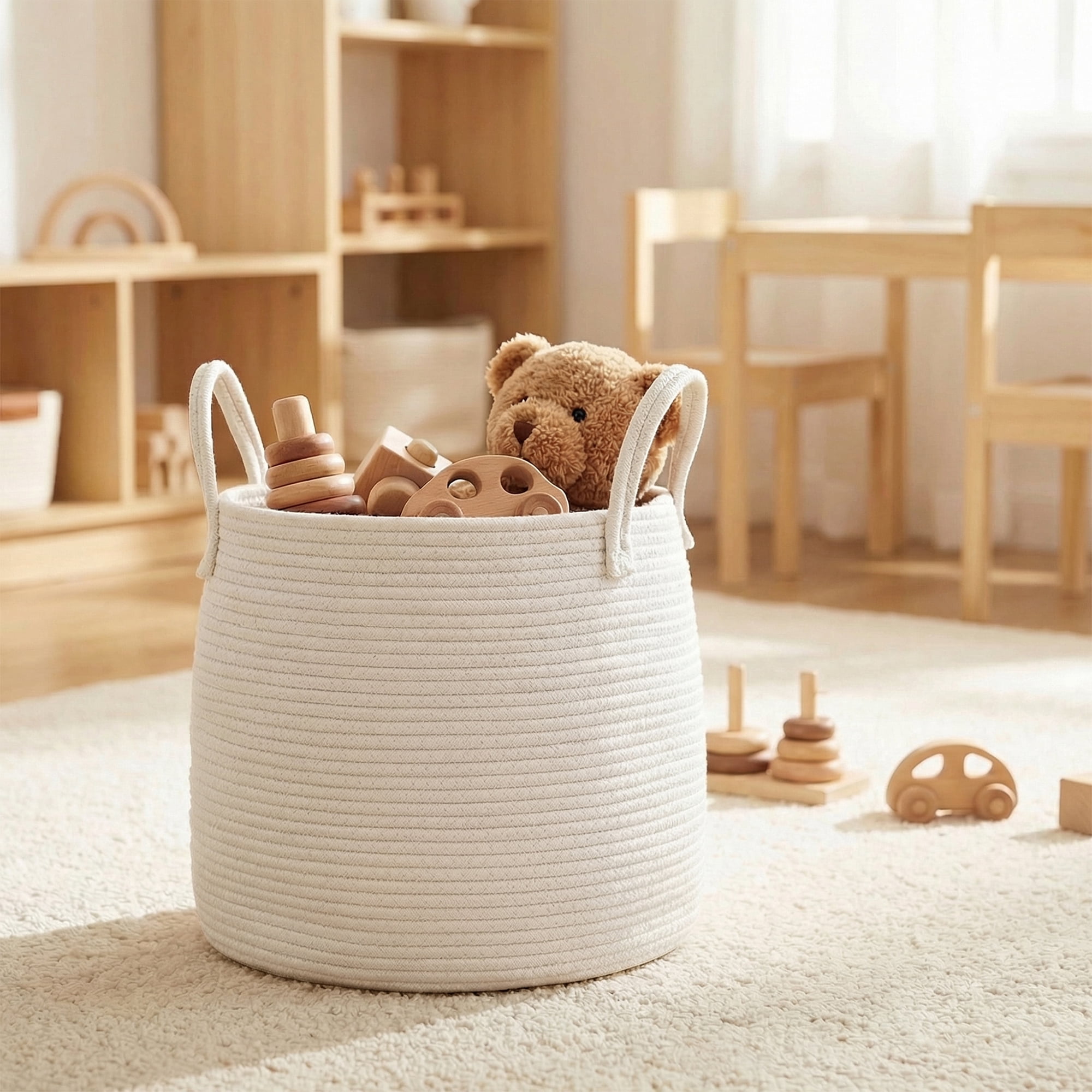 Unique Bargains Storage Basket Shelf Closet Storage Bin White 13.8*13.8*11.8in
