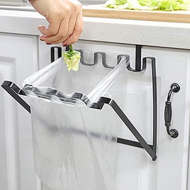 Stainless Steel Hanging Trash Bag Holder For Cupboard Door - Kitchen Garbage Can