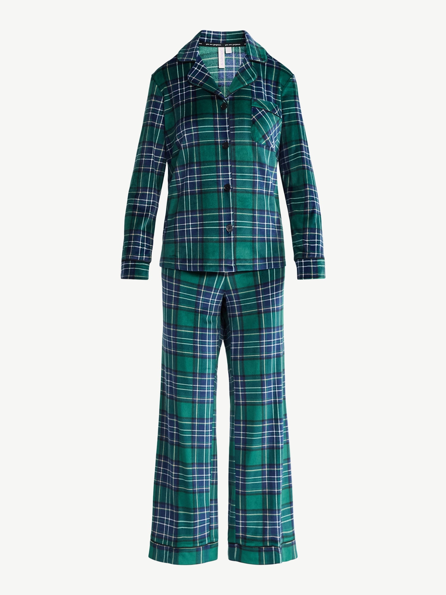 juledancewear セット Cotton-Blend Long Sleeve Notch Collar 2-Pc Pajama Set