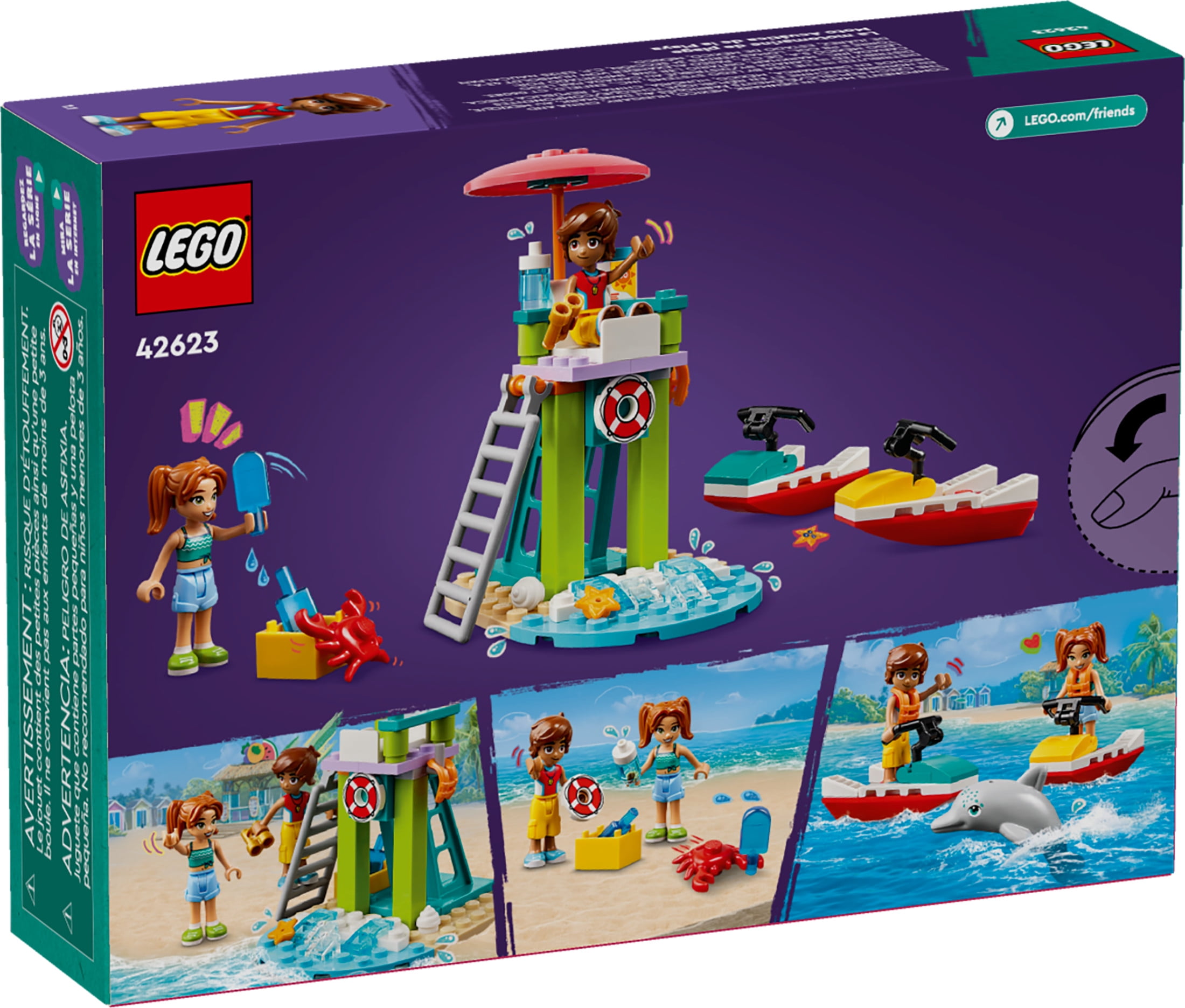 LEGO Friends Beach Water Scooter, Lifeguard Toy Building Set for Kids, Beach Toy Gift Idea for Girls and Boys Ages 5 Years and Up with 2 Mini Dolls and a Dolphin Toy Figure, 42623