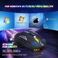 thumbnail image 3 of Ratón inalámbrico para juegos de 2,4 G, recargable, XG502, 600 mAh de vida útil ultralarga, 7 luces RGB, 2400 DPI, ahorro de energía inteligente, clic silencioso (negro), 3 of 5