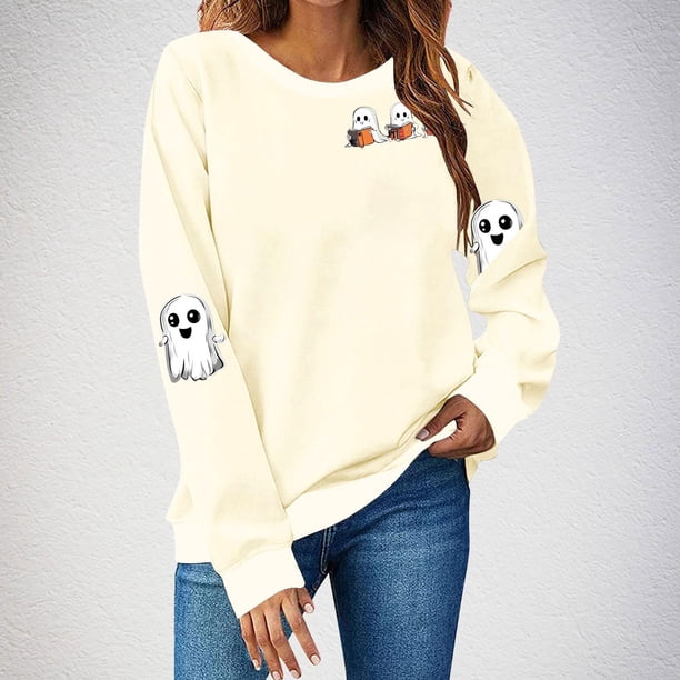 Heisall Womens Sweatshirts Halloween Print Long Sleeve Round Neck Loose 2025 New Arrival Fashion Casual