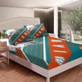 thumbnail image 3 of Football Sports Themed Sheet Set, Kids American Football City Style Sheets 3D Rugby Helmet Design Bedding Set, American Football Competition King Bed Sheets Set,Sage Green Orange(Miami), 3 of 5