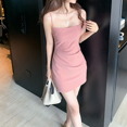 thumbnail image 2 of Womens Pink Spaghetti Strap Square Neck Mini Party Sheath Dress(Pink M), 2 of 2
