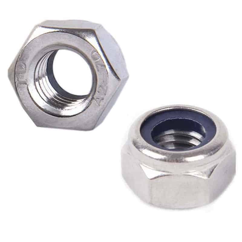 Stainless Steel 18-8 10 M8 Metric Hex Flange Nylon Insert Lock Nuts Locknuts 