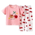 thumbnail image 3 of Asxite Toddler Summer Outfits Giraffe Print Short Sleeve Top and Pants Set 1-8Y, 3 of 4