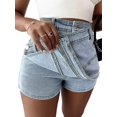 thumbnail image 2 of Women'S High Waisted Denim Skorts with Asymmetrical Button Wrap Design Light Blue 4XL, 2 of 7
