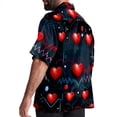 thumbnail image 3 of Valentine's Day Love ECG Men's Hawaiian Button Down Printed Short Sleeve Summer Beach Shirts, 3 of 6