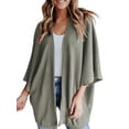 thumbnail image 1 of Maoww Cardigan Tricoté en Polyester à Manches 3/4 Ouvert à l'Avant pour Femmes, Vert, m, 1 of 7