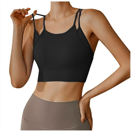 Fsqjgq Sports Bras for Women Underwear Bandeau Bra Running Bandeau Bras for Older Women with Sagging Crisscross Back Sports Bra Padded Racerback Crop Sports Bras Workout Yoga Gym Tank Top Sea