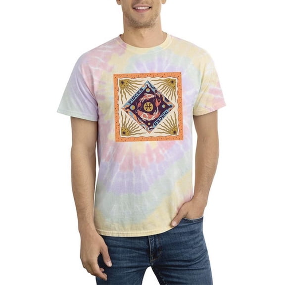 Pisces Zodiac Ethnic Style Tie Dye Spiral Men -Image by Shutterstock, Male Medium