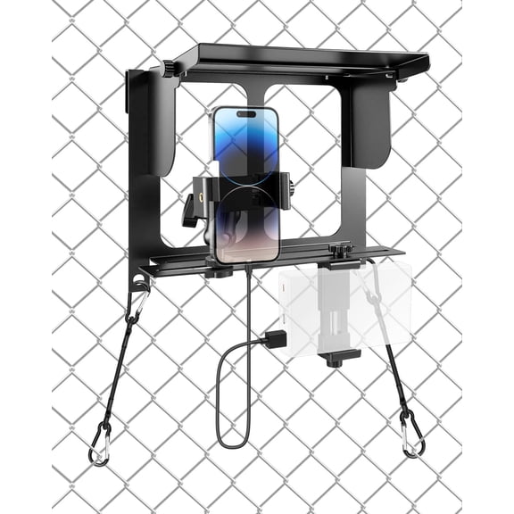 Phone Fence Mount with Adjustable Shade, Fence Clamp Holder Fits for iPhone, Android, GoPro, Gamechanger Mounting Kit Perfect for Recording Baseball Soccer Tennis Games