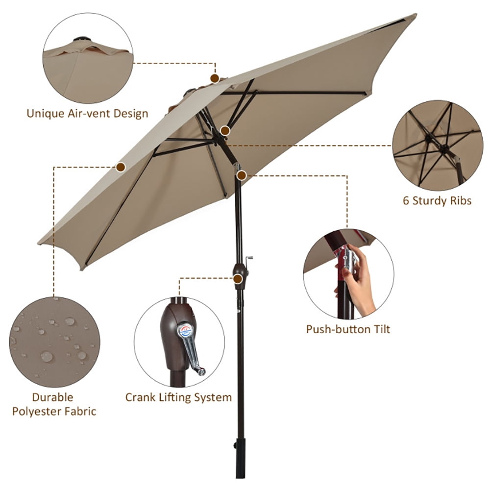 Aimee Lii 10 Feet Outdoor Patio Umbrella with Tilt Adjustment and Crank, Sunbrella Patio Umbrellas, Tan