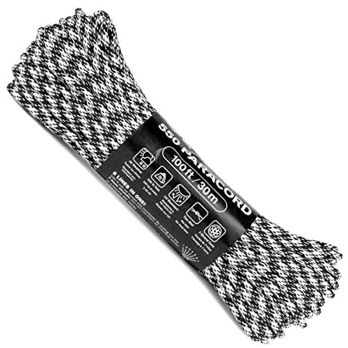 Atwood Rope MFG 550 Paracord 100 Feet 7-Strand Core Nylon Parachute Cord Outside Survival Gear Made in USA | Lanyards, Bracelets, Handle Wraps, Keychain (Rorschach)