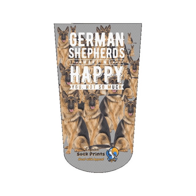 Amputee Sock, "German Sheppard Makes Me Happy V2", 3PLY Residual Wound, Over Shrinker Sock