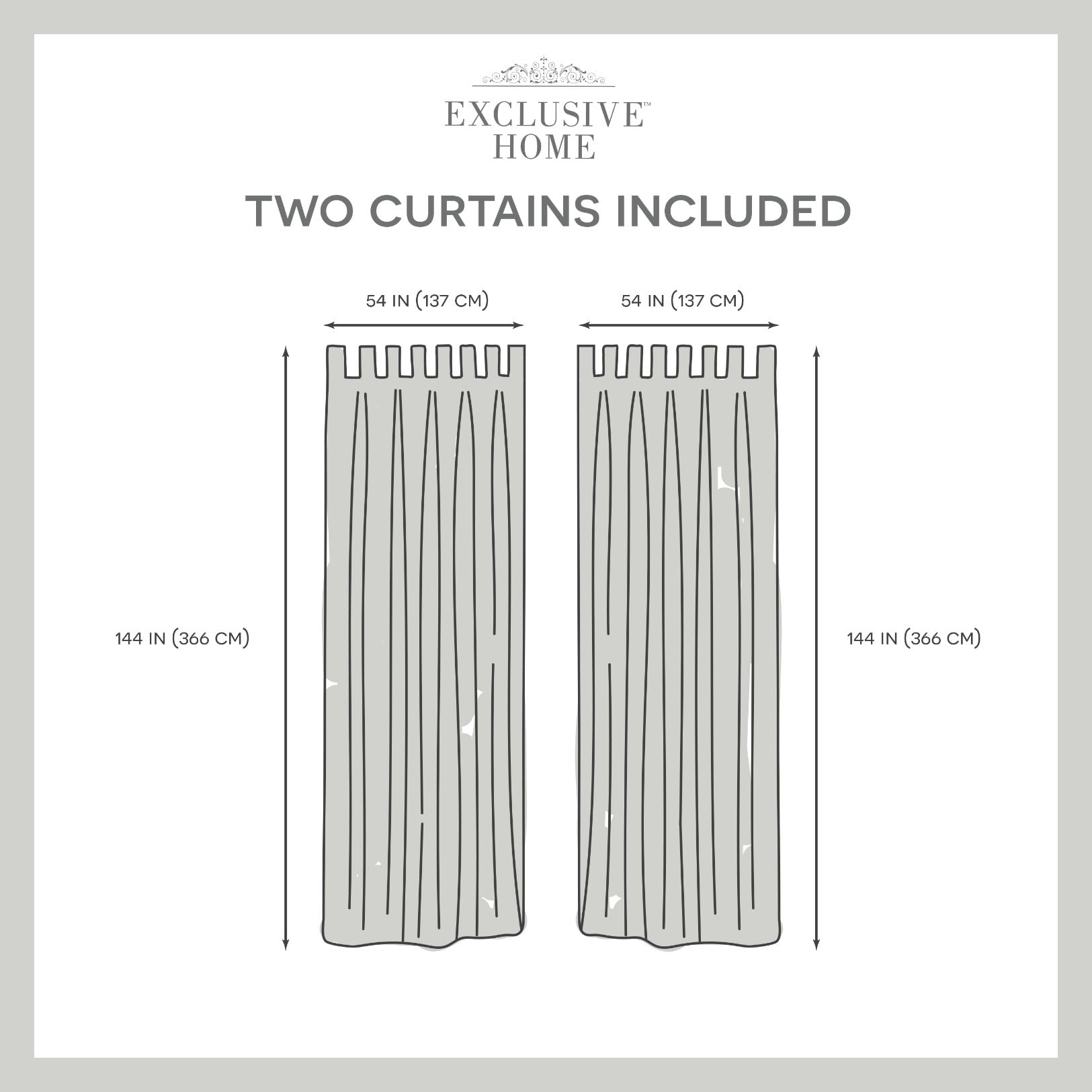Exclusive Home Curtains Indoor/Outdoor Solid Cabana Tab Top Curtain Panel Pair, 54x132, Cloud Grey