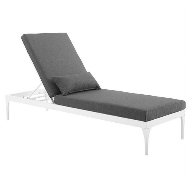 Modway Perspective Aluminum Patio Chaise Lounge in White and Charcoal