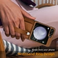 thumbnail image 6 of Innens Case with Credit Card Holder for Samsung Galaxy Z Flip 5 5G Wristband Stand Leather Phone Cover, Brown, 6 of 10