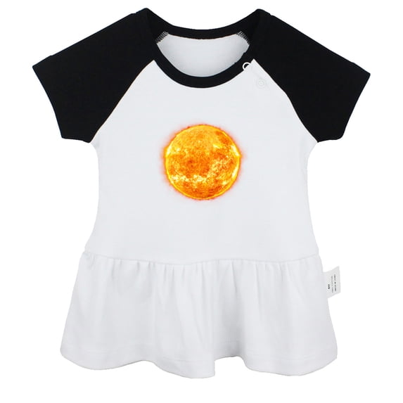 Nature Sun Pattern Dresses For Baby, Newborn Babies Skirts, Infant Princess Dress, 0-24M Kids Graphic Clothes (Black Raglan Dresses, 18-24 Months)