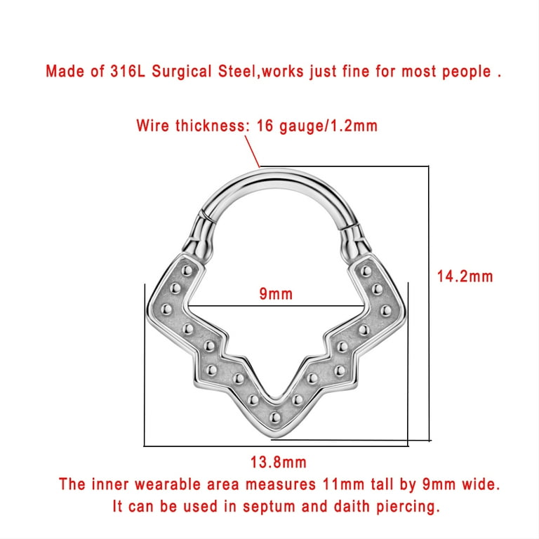 16g 9mm Septum Jewelry Surgical Steel Septum Ring 316L Septum